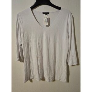 Vex Collection White V-Neck 3/4 Sleeve Top XL New